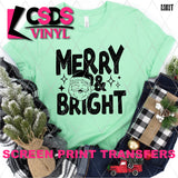 Screen Print Transfer -  SCR5031 Merry & Bright Santa - Black