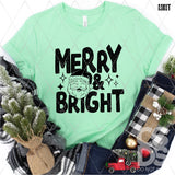 Screen Print Transfer -  SCR5031 Merry & Bright Santa - Black