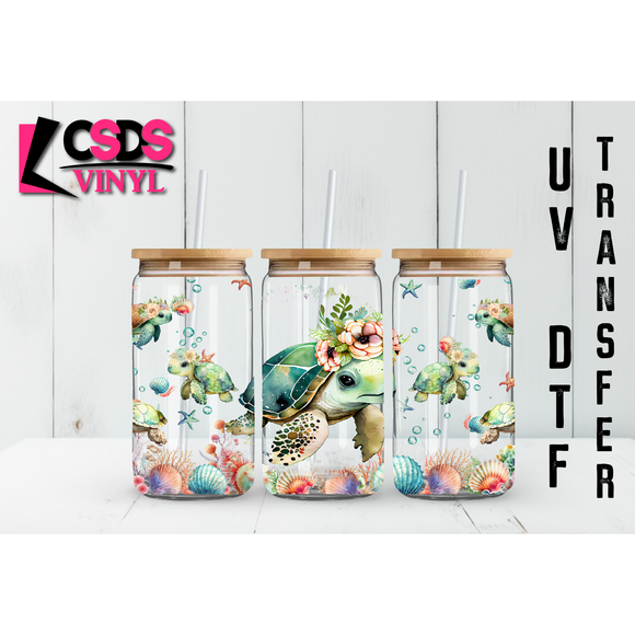 UV DTF 16oz Cup Wrap - UVDTF00005 Under the Sea Turtle