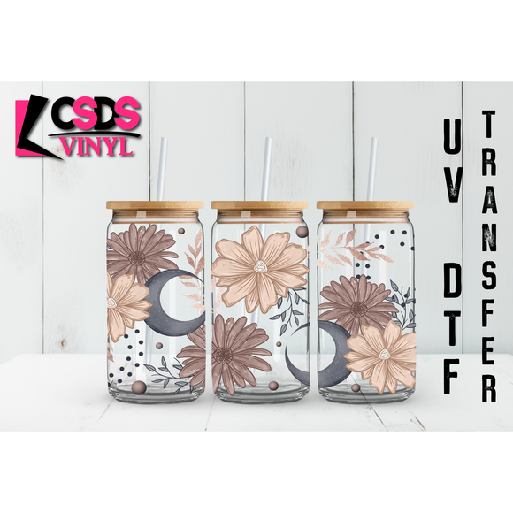 UV DTF 16oz Cup Wrap - UVDTF00023 Floral Moon