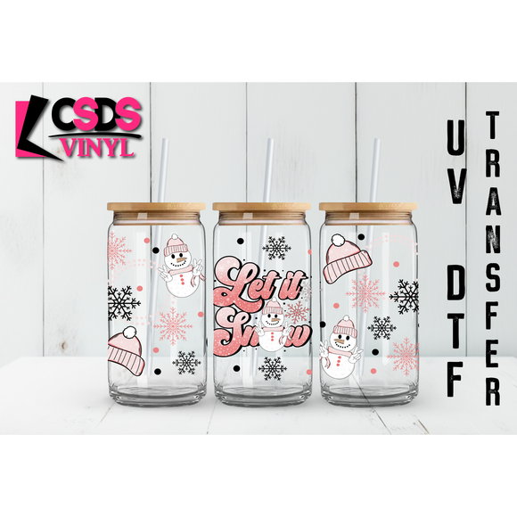 UV DTF 16oz Cup Wrap - UVDTF00027 Pink Let It Snow