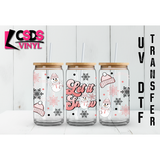UV DTF 16oz Cup Wrap - UVDTF00027 Pink Let It Snow