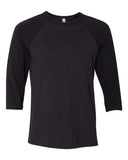 Bella + Canvas Unisex 3/4 Sleeve Raglan-Black Heather/Black-Small