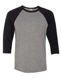 Bella + Canvas Unisex 3/4 Sleeve Raglan-Deep Heather/Black-Extra Small
