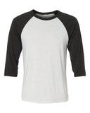 Bella + Canvas Unisex 3/4 Sleeve Raglan-White Fleck/Charcoal-Extra Small