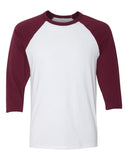 Bella + Canvas Unisex 3/4 Sleeve Raglan-White/Maroon-Extra Small