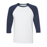 Bella + Canvas Unisex 3/4 Sleeve Raglan-White/Navy-Small