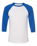 Bella + Canvas Unisex 3/4 Sleeve Raglan-White/True Royal-Extra Small