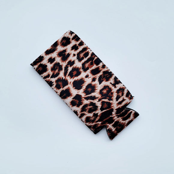 Printed Collapsible Skinny Beverage Coolers - Leopard