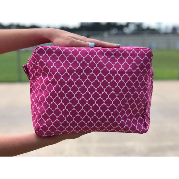 Large Quatrefoil Cosmetic Bag - Pink