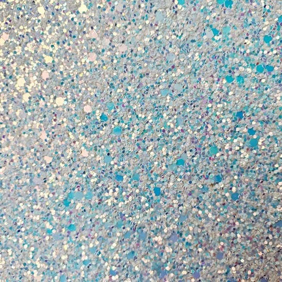 Faux Leather Glitter Canvas Sheet - Blue Speckled White