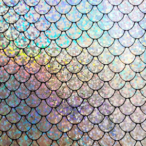 Faux Leather Canvas Sheet - Mermaid Silver Holographic