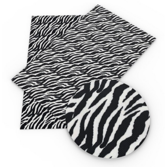 Faux Leather Canvas Sheet - Zebra Stripes