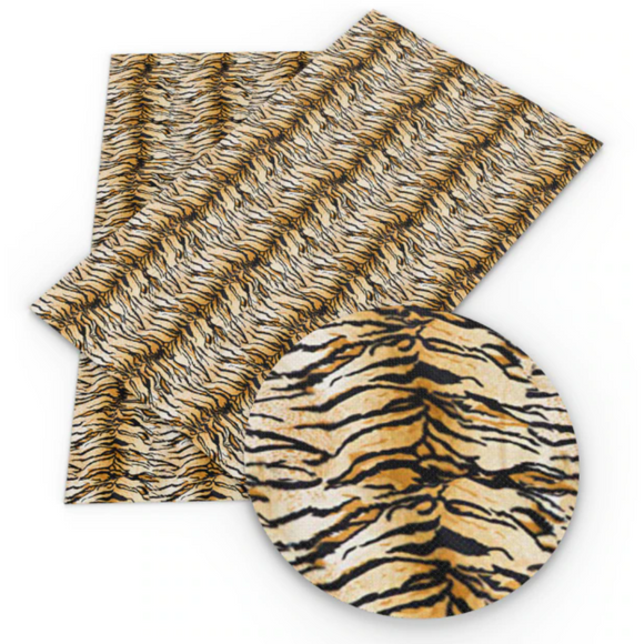 Faux Leather Canvas Sheet - Tiger Stripes