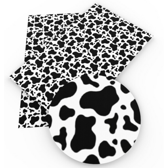 Faux Leather Canvas Sheet - Cow Print