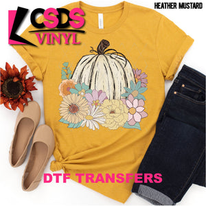 DTF Transfer - DTF000016 Floral Pumpkin Sketch
