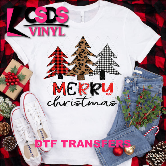 DTF Transfer - DTF000052 Merry Christmas Buffalo Plaid and Leopard