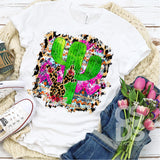 DTF Transfer - DTF000071 Leopard and Watercolor Cactus