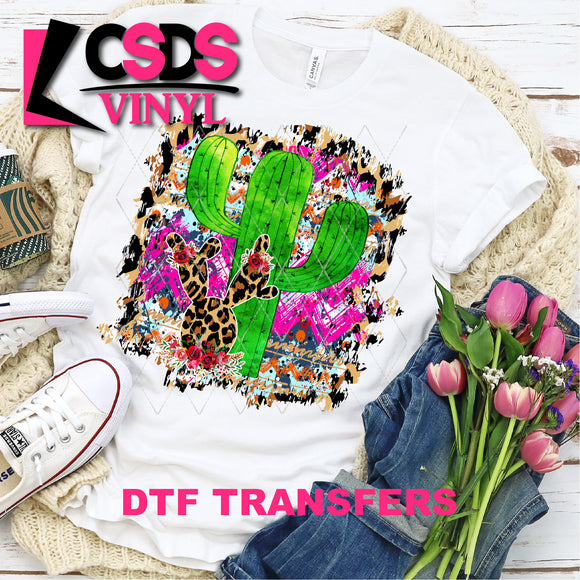 DTF Transfer - DTF000071 Leopard and Watercolor Cactus