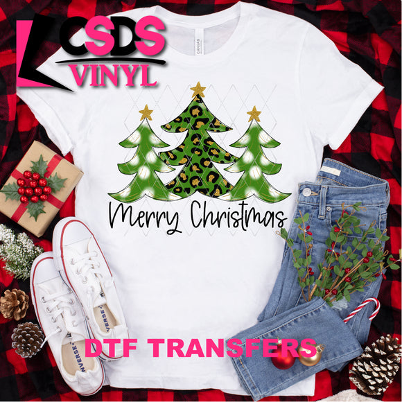 DTF Transfer - DTF000106 Merry Christmas Green Trees