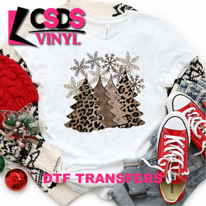 DTF Transfer - DTF000120 Leopard Christmas Trees with Snowflakes