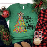 DTF Transfer - DTF000148 Merry & Bright Christmas Tree