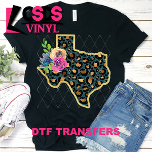 DTF Transfer - DTF000172 Teal and Leopard Texas