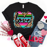 DTF Transfer - DTF000174 Turquoise Leopard and Serape Love Heart