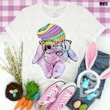 DTF Transfer - DTF000237 Watercolor Bunny in a Beanie