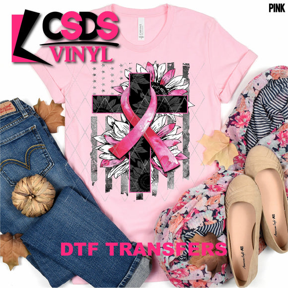 DTF Transfer - DTF000406 Patriotic Breast Cancer Cross