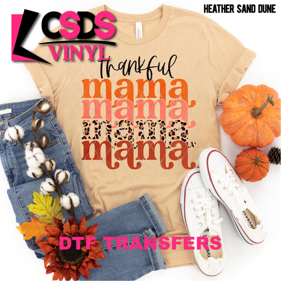 DTF Transfer - DTF000414 Thankful Mama Stacked Word Art Leopard Print