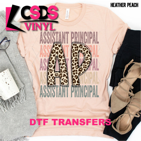 DTF Transfer - DTF000502 Assistant Principal Stacked Word Art Leopard