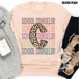 DTF Transfer - DTF000505 School Counselor Stacked Word Art Leopard
