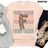 DTF Transfer - DTF000506 French Teacher Stacked Word Art Leopard
