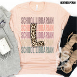 DTF Transfer - DTF000509 School Librarian Stacked Word Art Leopard