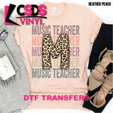 DTF Transfer - DTF000510 Music Teacher Stacked Word Art Leopard