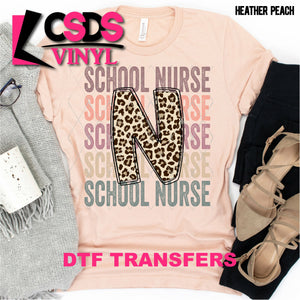 DTF Transfer - DTF000511 School Nurse Stacked Word Art Leopard