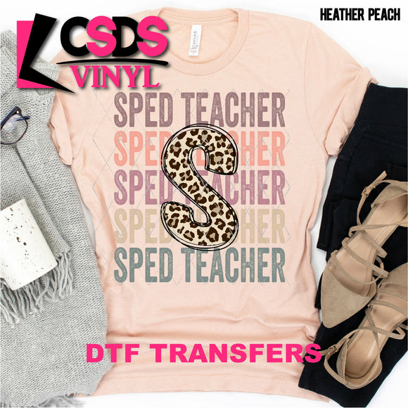 DTF Transfer - DTF000518 SPED Teacher Stacked Word Art Leopard