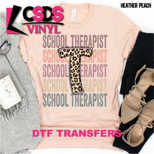 DTF Transfer - DTF000523 School Therapist Stacked Word Art Leopard