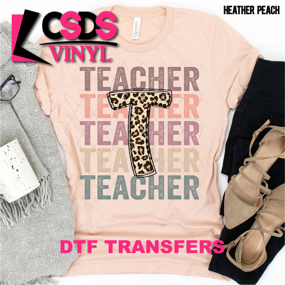 DTF Transfer - DTF000524 Teacher Stacked Word Art Leopard