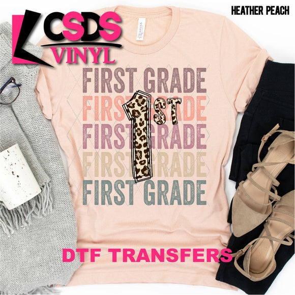 DTF Transfer - DTF000567 First Grade Number Stacked Word Art Leopard