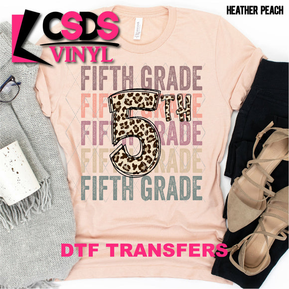 DTF Transfer - DTF000571 Fifth Grade Number Stacked Word Art Leopard