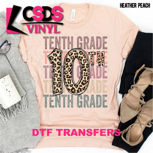 DTF Transfer - DTF000576 Tenth Grade Number Stacked Word Art Leopard