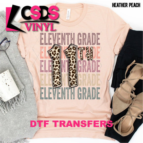 DTF Transfer - DTF000577 Eleventh Grade Number Stacked Word Art Leopard