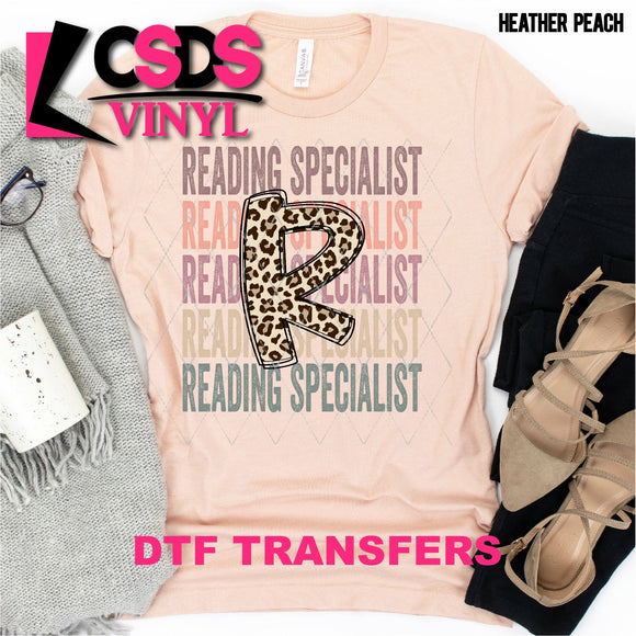 DTF Transfer - DTF000581 Reading Specialist Letter Stacked Word Art Leopard