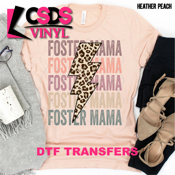 DTF Transfer - DTF000584 Foster Mama Stacked Word Art Leopard