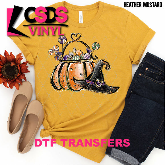 DTF Transfer - DTF000601 Candy Pumpkin Witch Hat