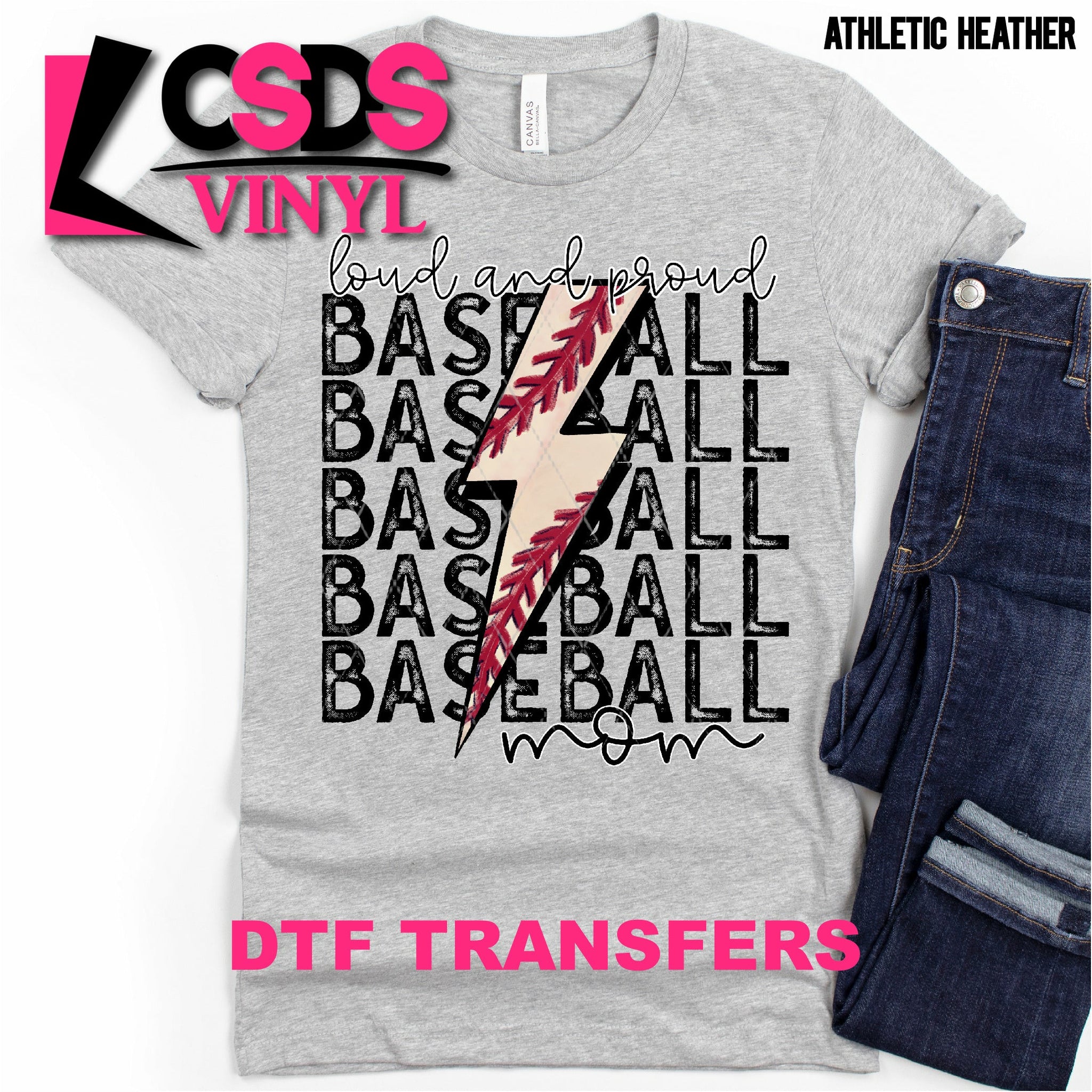 DTF Transfer - DTF000696 Loud and Proud Baseball Mom Stacked Word