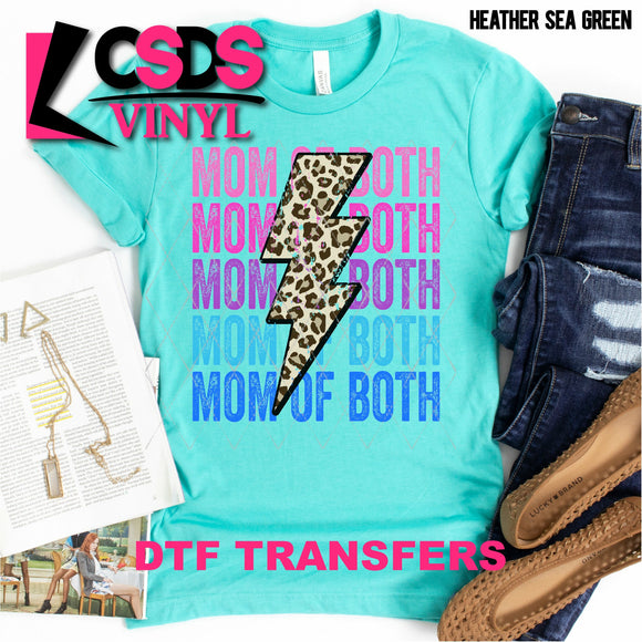 DTF Transfer - DTF000744 Mom of Both Stacked Word Art Leopard