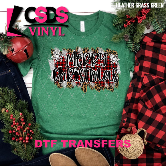 DTF Transfer - DTF000801 Merry Christmas Leopard Plaid